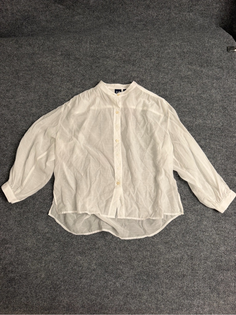 GAP White Relaxed Band-Collar Button-Down Shirt